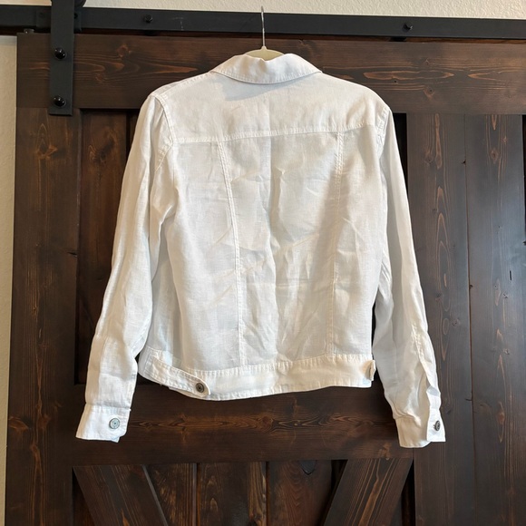 Jones New York Classic White Jean Jacket Style Jacket in Linen Medium - Picture 3 of 8